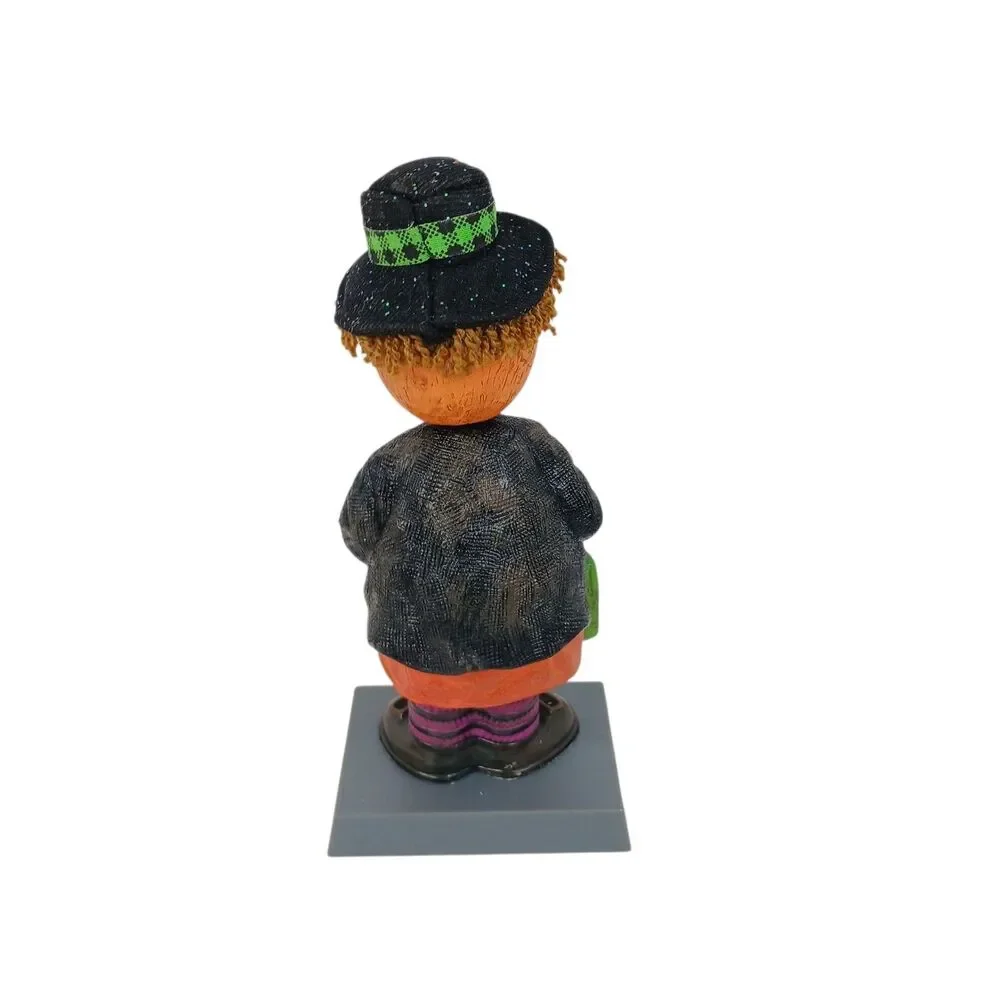 Russ Halloween Pumpkin Bobble-Body Scarecrow Trick Or Treater Happy Hauntings